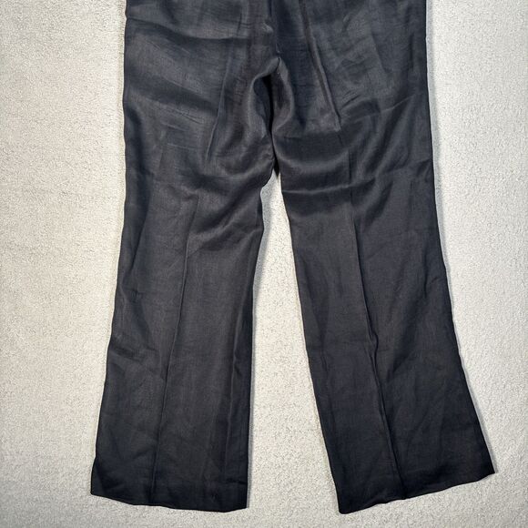 Lauren Ralph Lauren Women Size 12 100% Linen Dress Pants Navy Blue Pleated Front - Picture 9 of 10